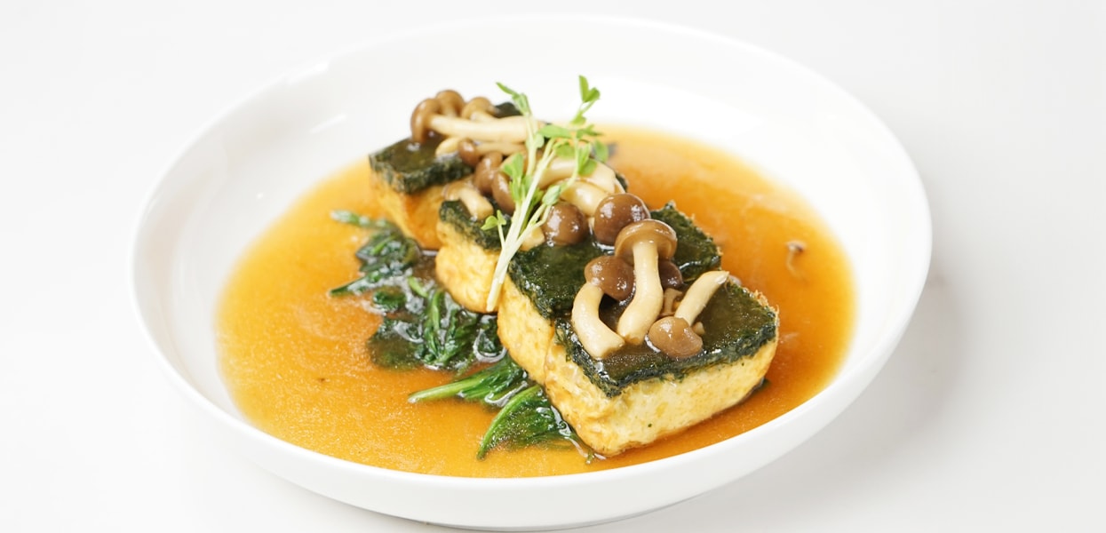 Egg Tofu Spinach & Shimeji Sauce – - Recipe