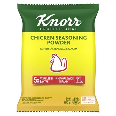 Knorr Bumbu Ekstrak Daging Ayam 200g - Knorr Chicken Powder, dengan ekstrak daging ayam asli akan memperkuat rasa hidangan secara keseluruhan